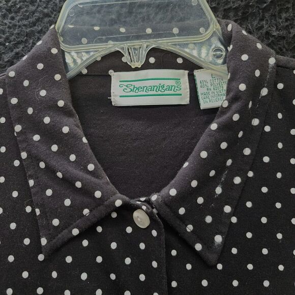 Shenanigans Womens Button Down Multi-Color Size Large Cotton Blend Short Sleeve - Picture 9 of 12